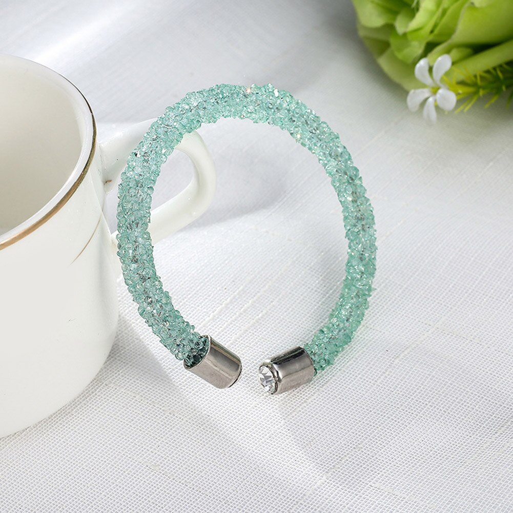 Exquisite Kristall Manschette Armband Öffnen Armreifen Pulseira Feminina Für Frauen Bijoux Neue Schmuck Armreifen: light blue