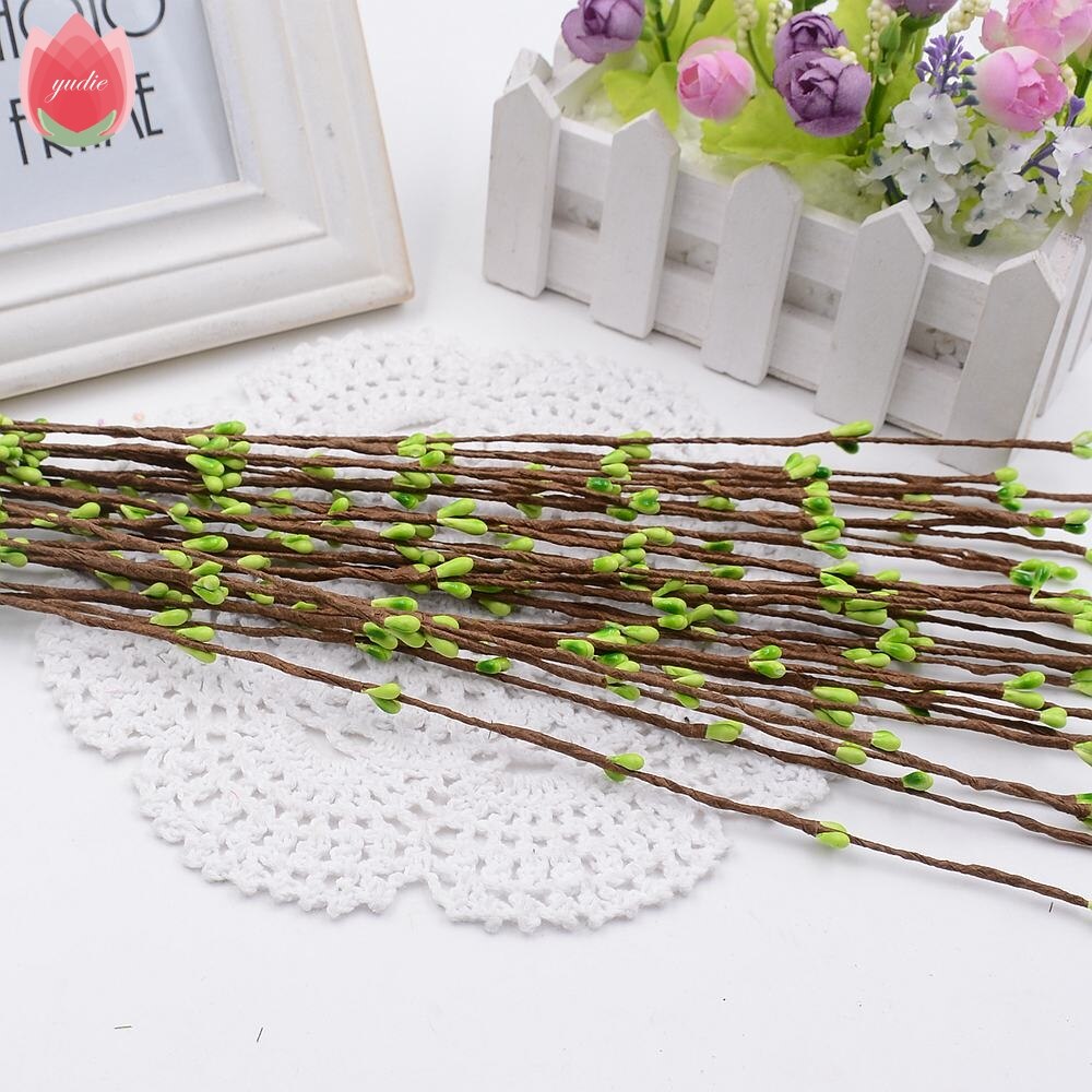 Billig 10 stk 40cm knop kunstige grene blomster jerntråd kviste til bryllup dekoration gør det selv scrapbog håndlavede krans blomster