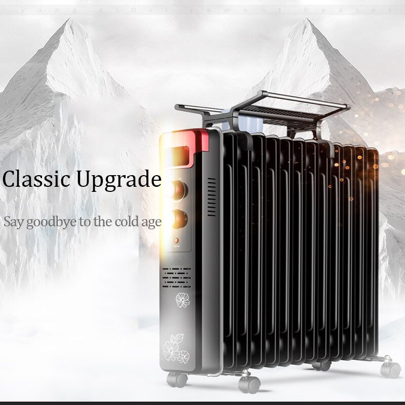 Calentador de aceite eléctrico para el hogar, placa de calefacción eléctrica de 1500W, velocidad de 9 piezas, calentador de calefacción de temperatura constante