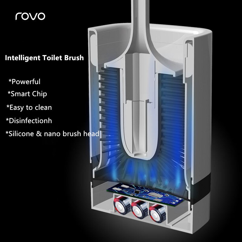 ROVO Intelligent brosse de toilette électrique Rechargeable puissant longue poignée brosse de toilette pour 35s désinfection stérilisateur