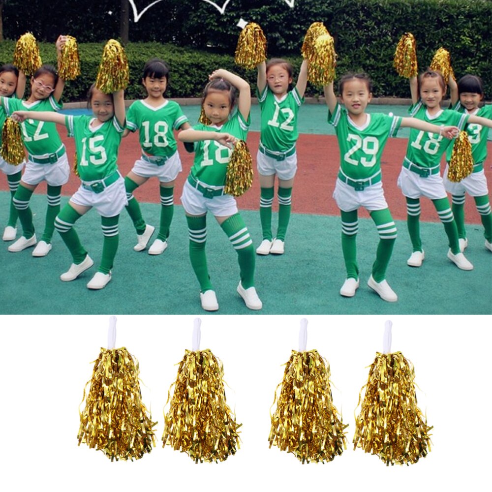 10 Pcs 25G Plastic Juichen Ballen Squad Spirited Fun Cheerleading Kit Cheer Poms Cheerleaders Supples Met Handvat Voor Competitio: Golden