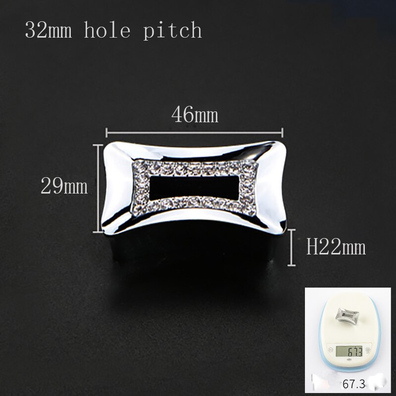 Luxury Gold Czech Crystal Cabinet Door Knobs and Handles Furnitures Cupboard Wardrobe Drawer Dresser Pull and Hidden Handle: Silver