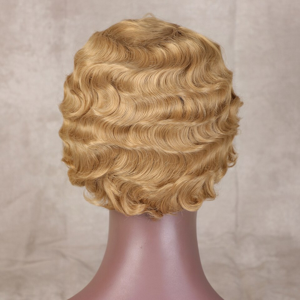Ik Een Pruik Korte Blonde Synthetische Pruiken Afro Krullend Pruiken Bruin Zwart Rood Cosplay Leuke Pruiken Hittebestendige Vezel: Jin