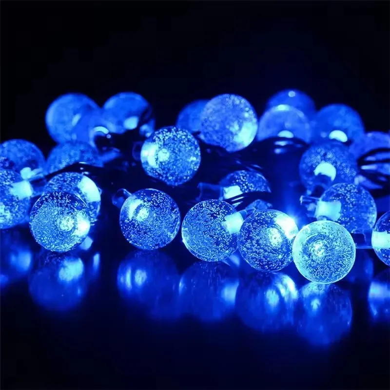 Solar Bubble Ball Light Lichtslingers Outdoor Crystal Globe LED Kerstverlichting Tuinfeest Pasen Kerst Bruiloft Decoraties: Blauw / 16-20W