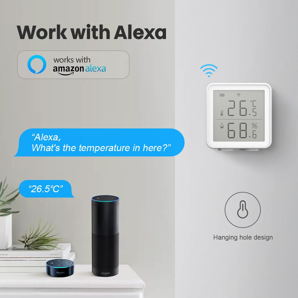 Avatto Tuya Wifi Smart Temperatuur En Vochtigheid Sensor Met Led Scherm, Niet Nodig Gateway Werkt Met Alexa Echo