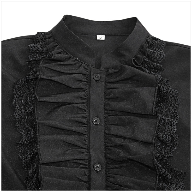 Mænd pirat skjorte vampyr renæssance viktoriansk steampunk gotisk flæsede middelalderlige halloween cosplay kostume tøj chemise toppe
