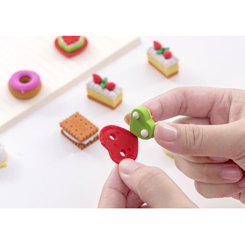 5 Stks/partij Mooie Cookie Donut Gum Set Potlood Gum Voor Kids Creatieve Briefpapier