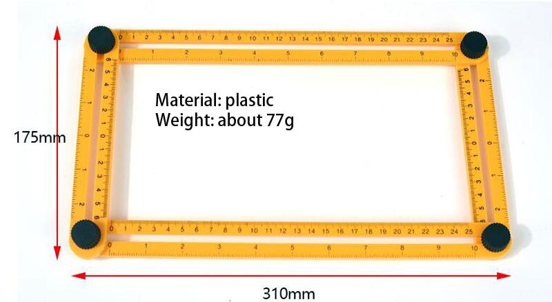 Multifunctional folding ruler plastic / stainless steel movable four folding ruler, four side parallel ruler, multi angle ruler: plastic