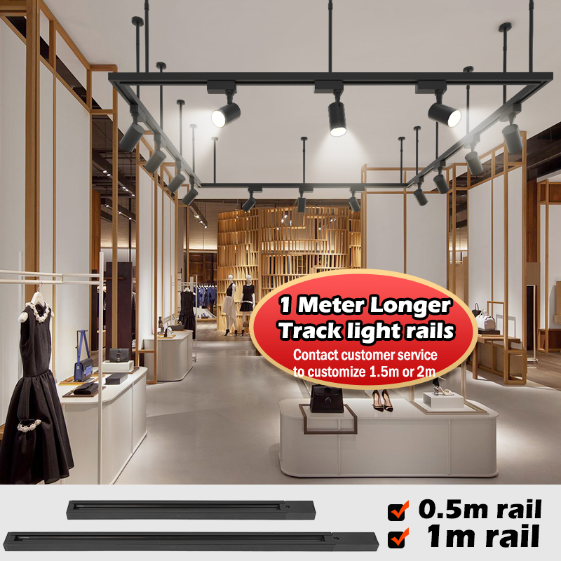 Spotlight til 1m- spors skinnesæt 0.5m led-skinnelysskinner lige/l-formede forbindelser til skinneskinne spotlight skinnebelysning til hjemmet