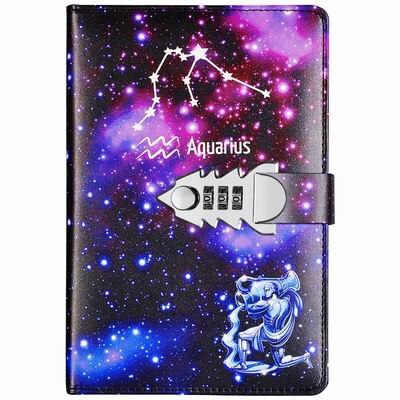 Yakri A5 Größe Zwölf Konstellationen bestehen Worte Tagebuch Buch DIY Passwort Notizbuch TPN145: Aquarius