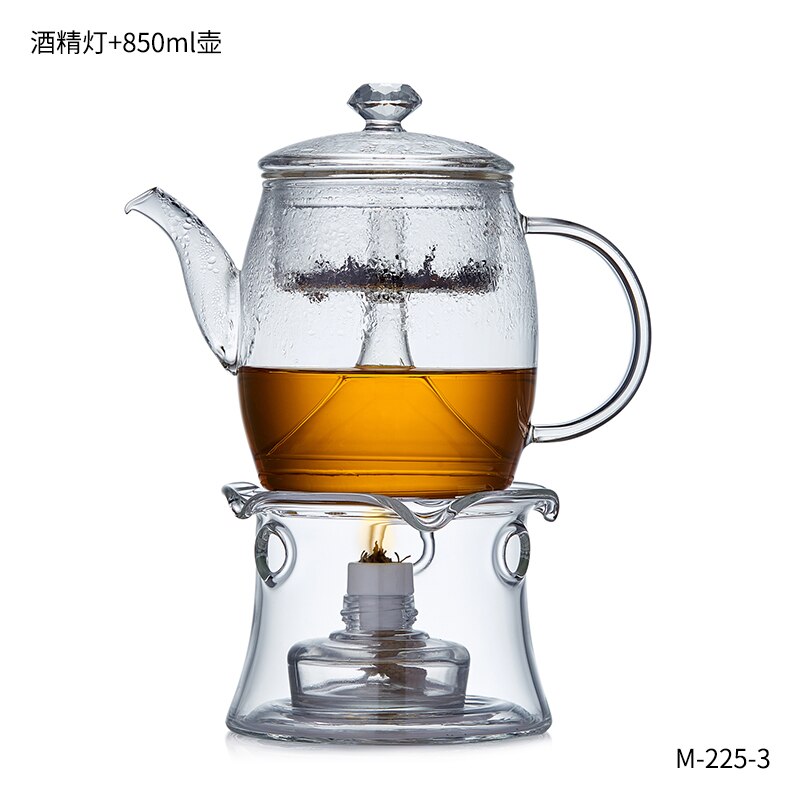 Alcohol Cooking Teapot Household Glass Heat Preservation High Temperature Resistance Exquisite Alcohol Lamp: steam teapot suit