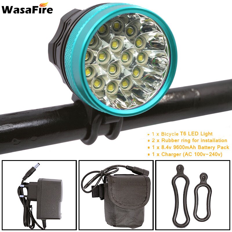 WasaFire 40000 Lumen 16 * T6 LEDs Fahrrad Lampe Fahrrad Front Licht Lauf Scheinwerfer Reiten Radfahren Roller Taschenlampe luz bicicleta: Blue 9600mAh