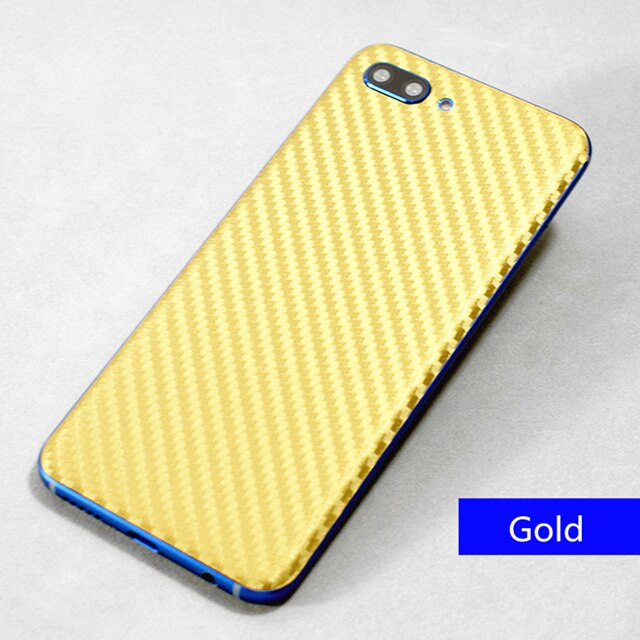 3D Carbon Fiber Body Sticker Skin Mobiele Telefoon Stickers Leer Patroon Film Voor Huawei Honor 10 Case Protector Back decal: gold