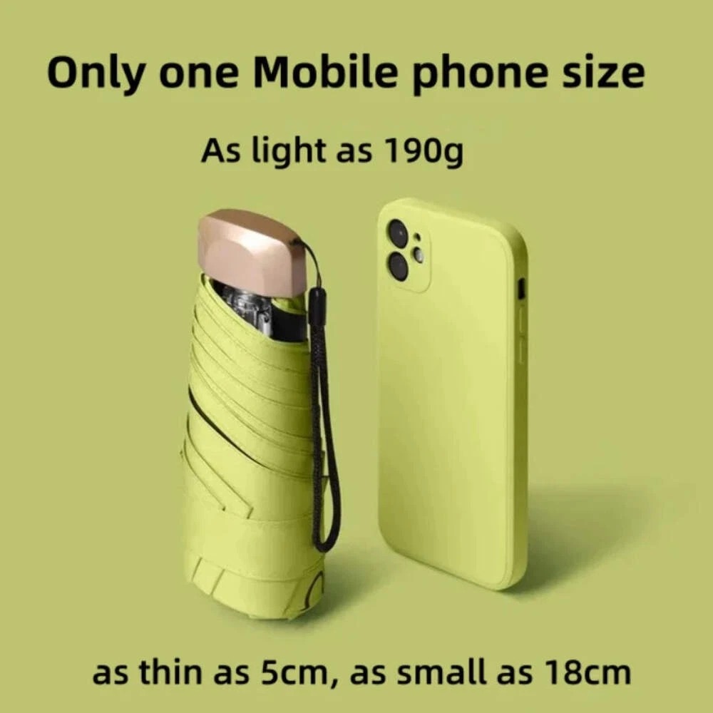 Mini Sunshade, Flat, Manual Sunscreen, Portable Sunshade, Good-looking, Sunny and Rainy Umbrella, Foldable, Compact