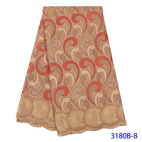 African Lace Fabric Swiss Voile Lace In Switzerland Nigerian Embroidery Lace Fabric for Women KS3180B: 3180B-8