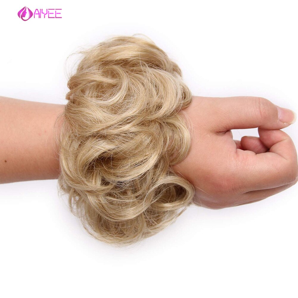 AIYEE Hair Piece Straight Hair Bun Tousled Messy Updo Bun Donut Elastic Chignons Ponytail Hairpiece Extension