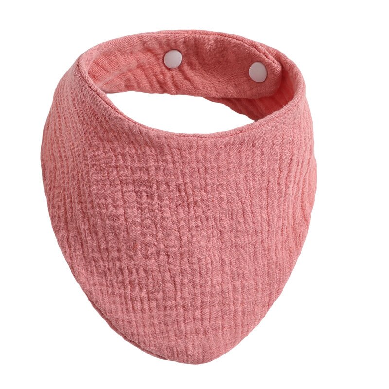 Baby Bibs Infant Soft Cotton Bib Newborn Solid Color Stripe Snap Button Triangle Saliva Towel Boy Girls Feeding Drool Burp Cloth: Dark Pink