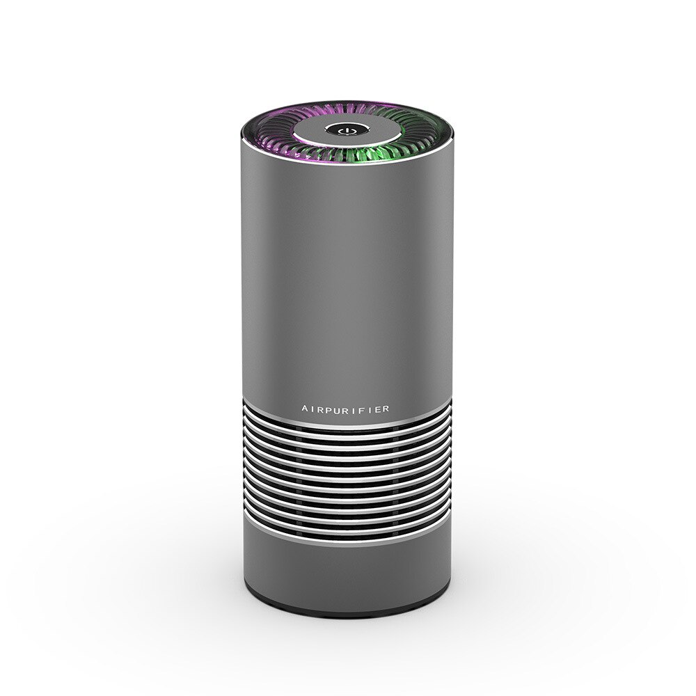 Purificador de aire inalámbrico para coche, Mini purificador de aire de iones negativos T1 Hepa, eliminación de formaldehído y desinfección de olores, luz nocturna, desodorizador de inodoro: Gray