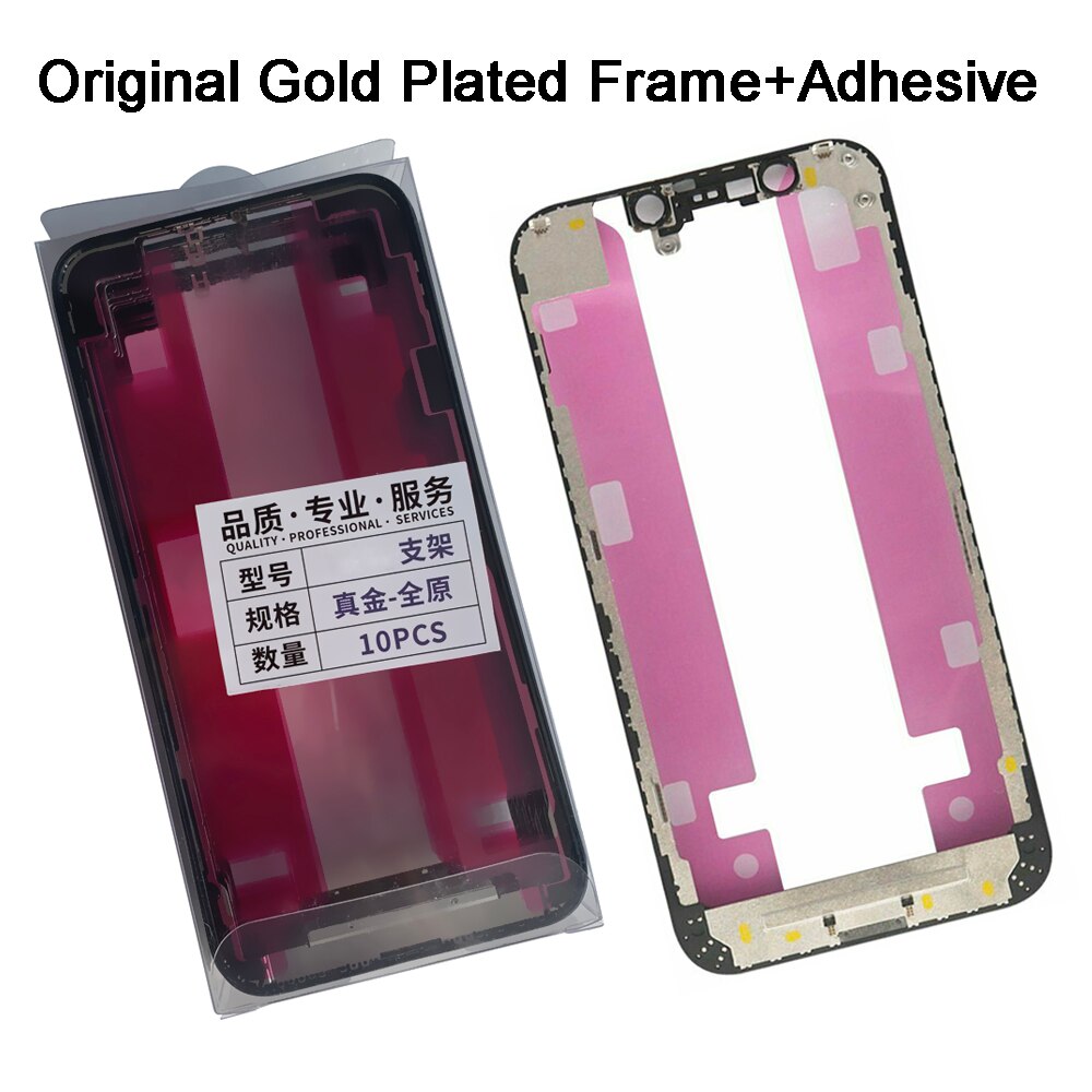 10Pcs Original LCD Display Screen Bracket Bezel Metal Frame With Adhesive For Apple iPhone X XR XS MAX 11 12 13 Mini Pro