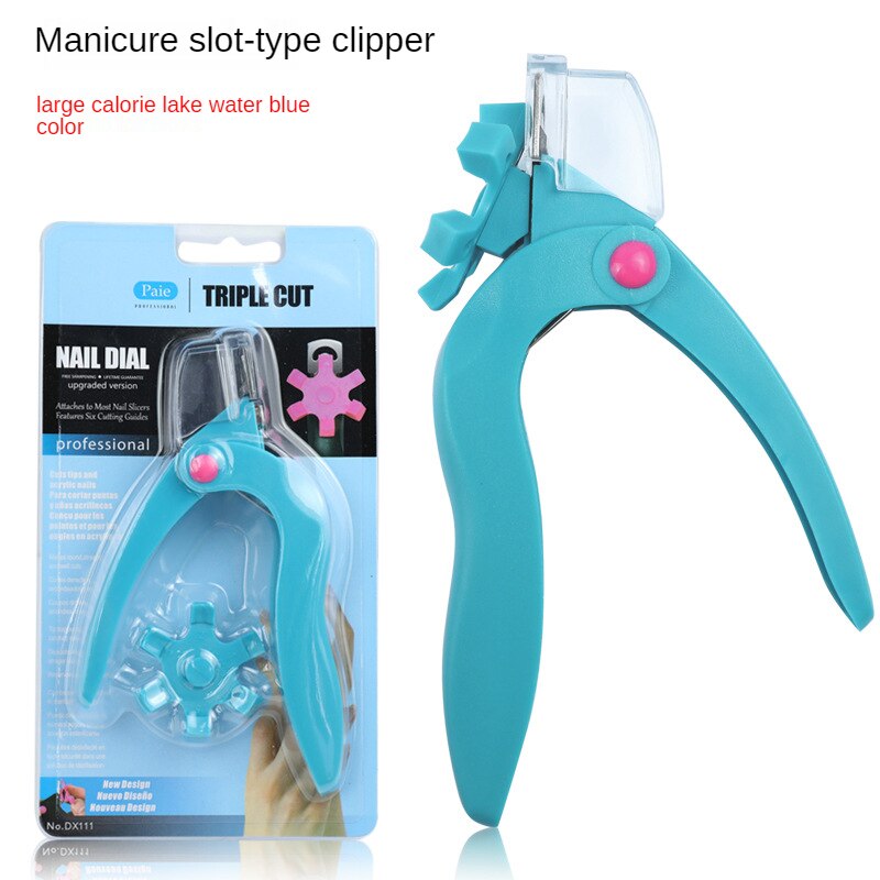 Cortador de Punta acrílica de Triple corte, Dial de medición (5 opciones de tamaño), cortaúñas acrílico , herramientas de manicura: blue