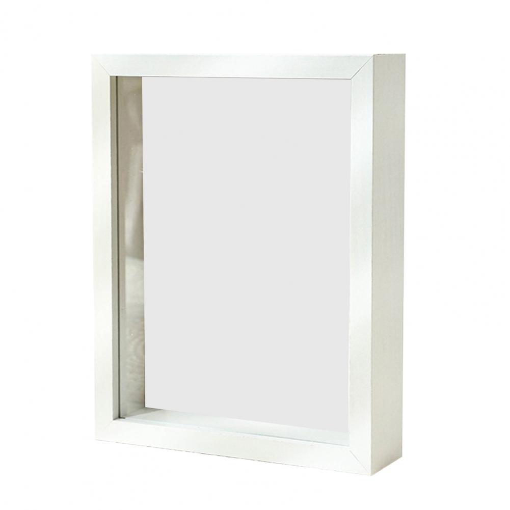 Marco de fotos de tablero de madera, marco de fotos de planta de flores secas huecas, exhibición artesanal hecha a mano, Marco de imagen 3D, caja de sombra profunda, estuche de exhibición: 5 pulgadas / Blanco