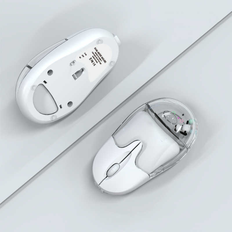 Mouse wireless dual-mode Mouse cablato Mause Design creativo Bambola galleggiante Pulsante muto ricaricabile Bellissimi mouse Uso ufficio Ergonomia: verde