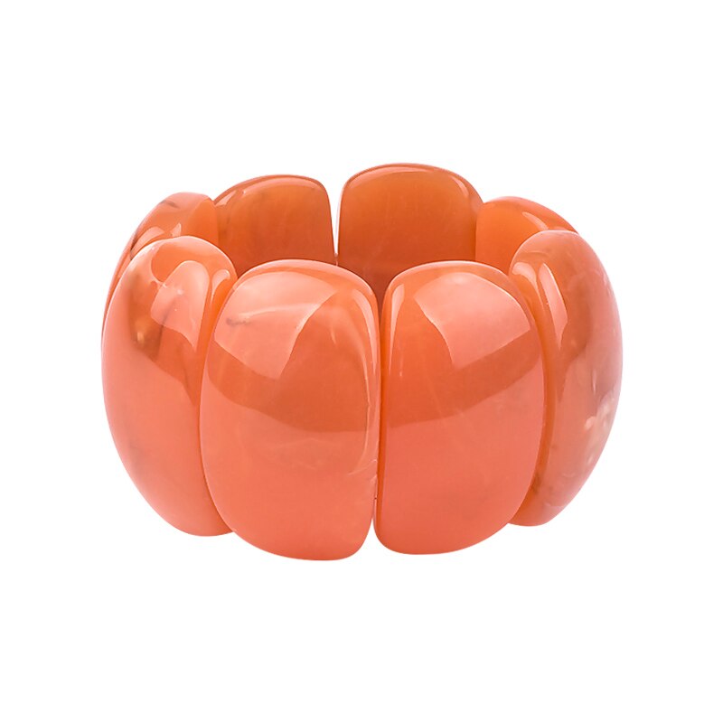 Brazalete clásico de resina para mujer, pulseras grandes de , brazaletes geométricos anchos de acrílico elástico, joyería Simple con dijes para mujer: orange