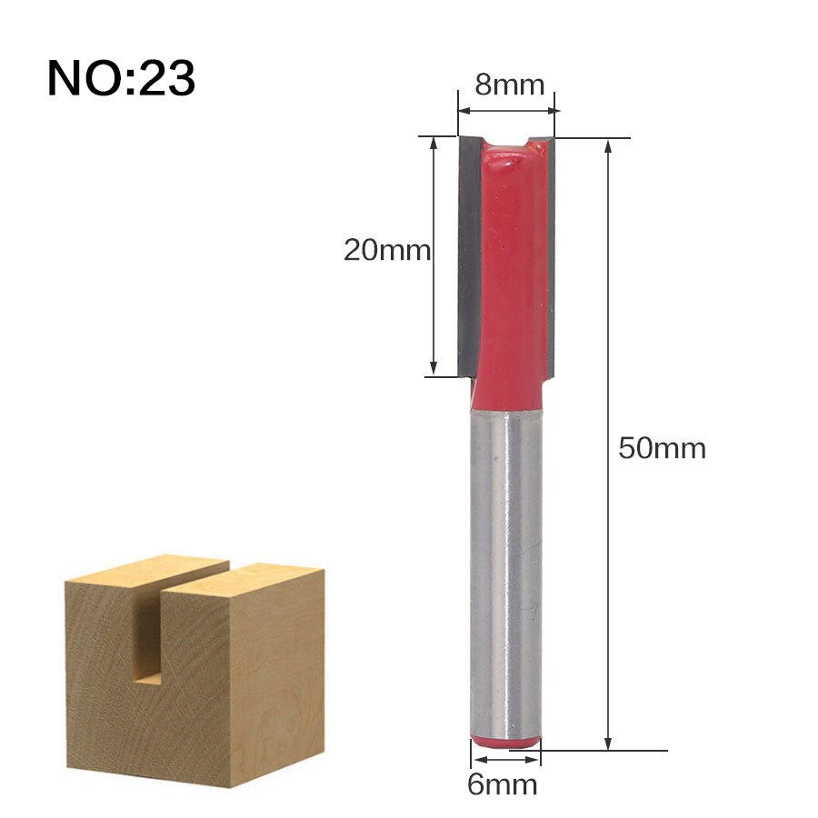 1 pc 6mm Schacht Klassieke Hoek Ronde Inham Doos Frezen C3 Carbide Reiniging Flush Trim Hout Router Bit straight End Mills: NO 23