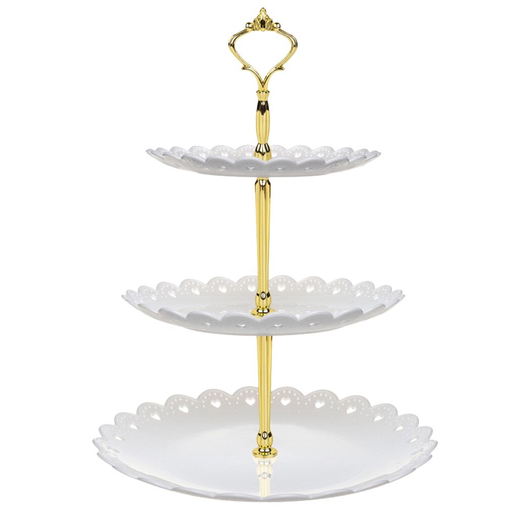 3-Tier Weeding cake stand white cupcake tray lace edge cake tools home decoration dessert table decorating party#30: White 