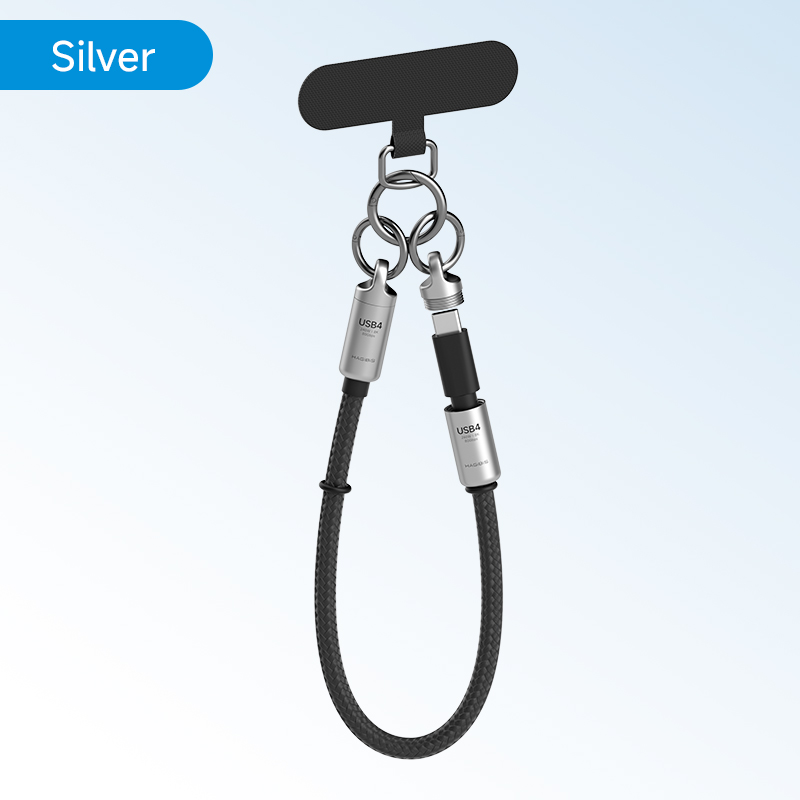 Hagibis USB4 Cable Portable Keychain Short C to C Cable Lanyard Type-C Cable 240W 80Gbps for Thunderbolt 4/5 iPhone 16 Pro SSD: grey
