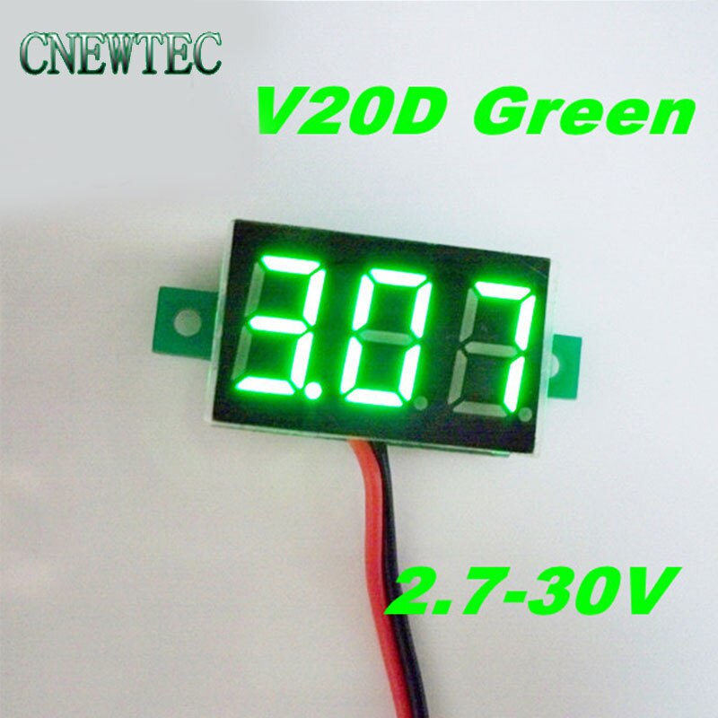 V20D 10pcs/lot 2.7V~30V DC Digital Display Voltmeter Three Bit Green 0.36 "LED Voltage Meter