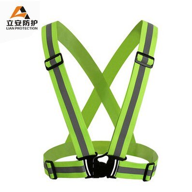 Reflective harness night cycling reflective clothing,adjustable reflective vest reflective elastic band bicycle riding equipment: Fluorescent Green