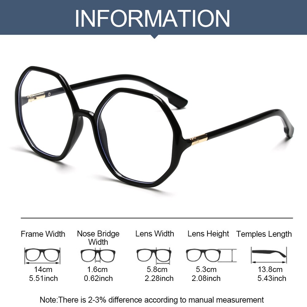 Oversized anti-blauw licht computerbril dames heren vierkant montuur optische bril platte spiegel bril