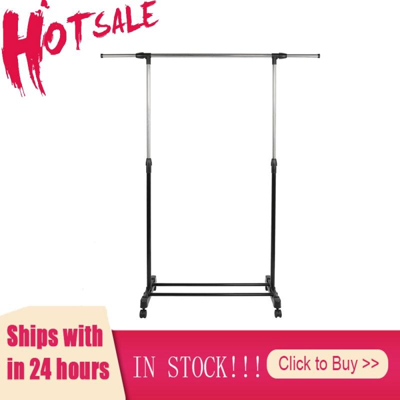 Adjustable Rolling Clothes Hanger Coat Rack Floor Hanger Storage Wardrobe Clothing Drying Racks With Shoe Rack Rail Hanging Rail