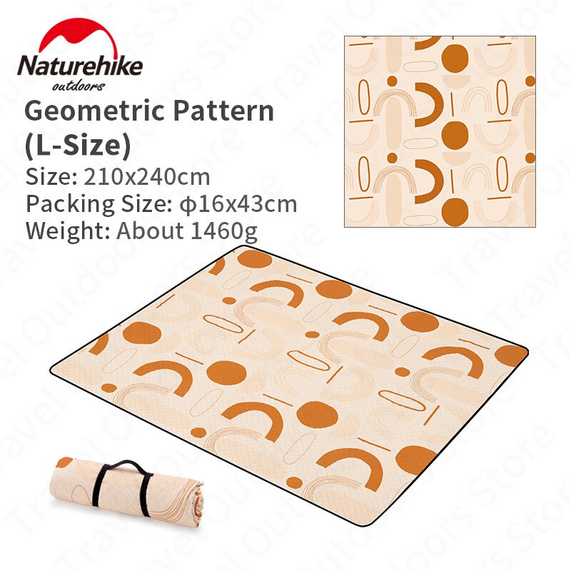 Naturehike-Manta de Picnic ultraligera estampada, Alfombra de Picnic portátil a prueba de humedad, esterilla de playa de 670g, cojín lavable para jardín y parque: Geometric Pattern L
