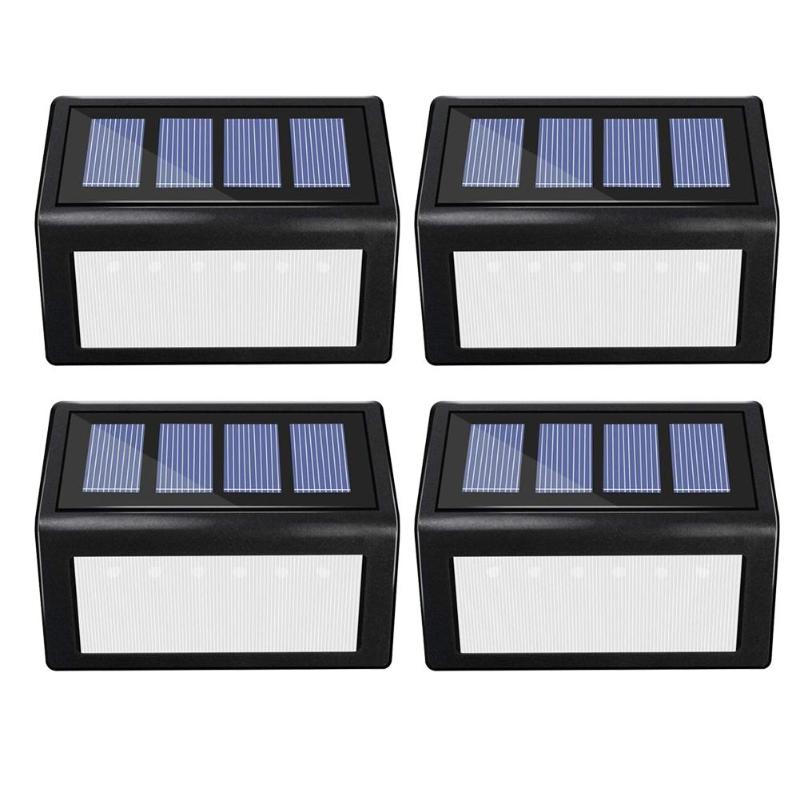 6 led solenergi trappelys vandtæt gadebelysning udendørs havevæglampe god jordskælvs- og slagfast effekt: 4 stk -6 led