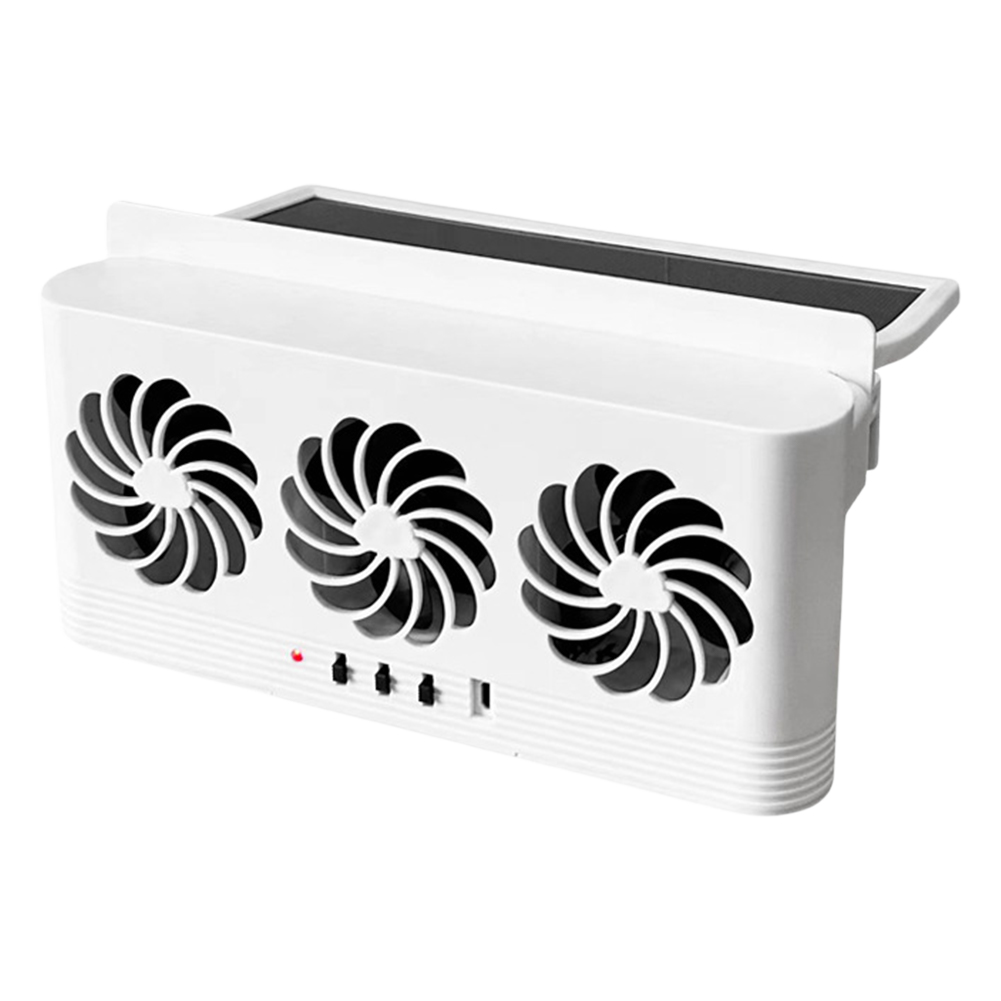 Ventilador de refrigeración de radiador de coche con energía Solar, elimina el olor Peculiar, ventilador de ventilación de ventana de coche, ventilador de ventilación automático alimentado por USB para vehículos: BLANCO