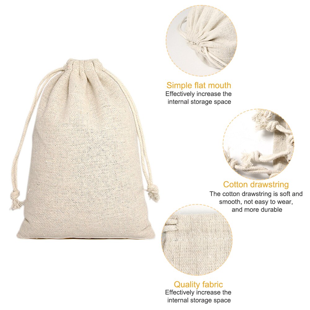 50Pcs Small Bag Natural Linen Pouch Drawstring Burlap Jute Sack With Drawstring Party Supplies For Candy Wedding Favors