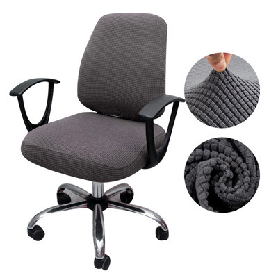 2 pièces/ensemble haute élastique Plaid velours chaise de bureau couvre épaissir ordinateur Spandex fendu housse de siège fauteuil couverture Textile de maison: GRIS FONCÉ