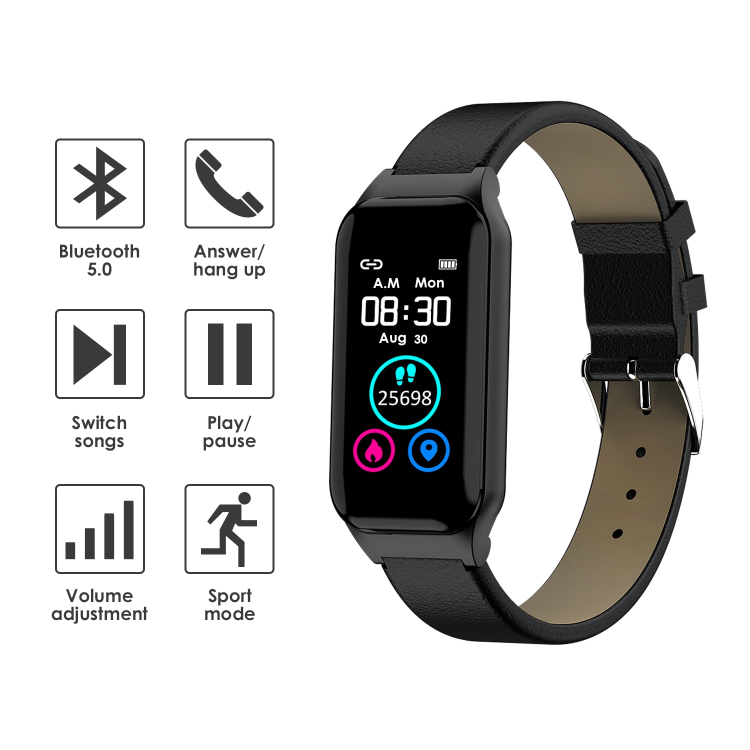 2 In 1 Ai Smart Horloge Met Bluetooth Oortelefoon Hartslagmeter Smart Polsband Lange Tijd Standby Mannen smart Horloge