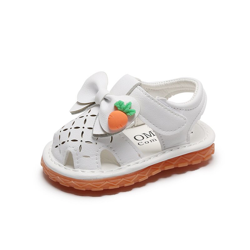 Verão sapatos de bebê meninas princesa sandálias proteção toe moda sandálias com o som 0-2 anos bebês sapatos da criança tamanho 15-19