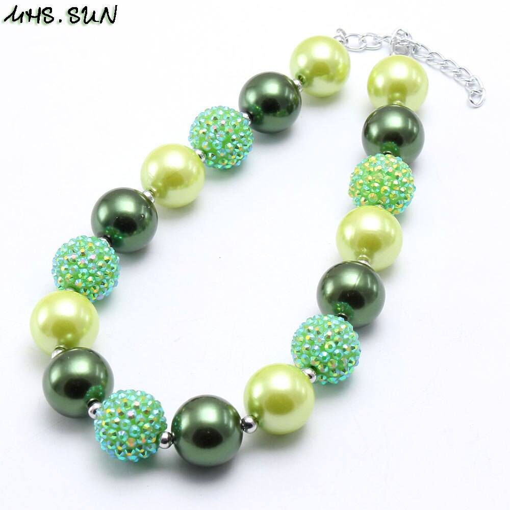 MHS.SUN 1PC baby chunky beaded necklace girls pearl jewelry charm colors bubblegum beads necklace choker for kids: 7