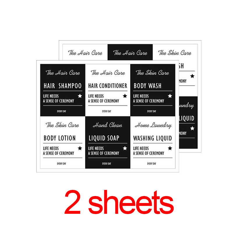 Nordic Zeep Fles Label Sticker Set Badkamer Shampoo Lotion Dispenser Labels Waterdichte Zelfklevende Identificatie Sticker: C