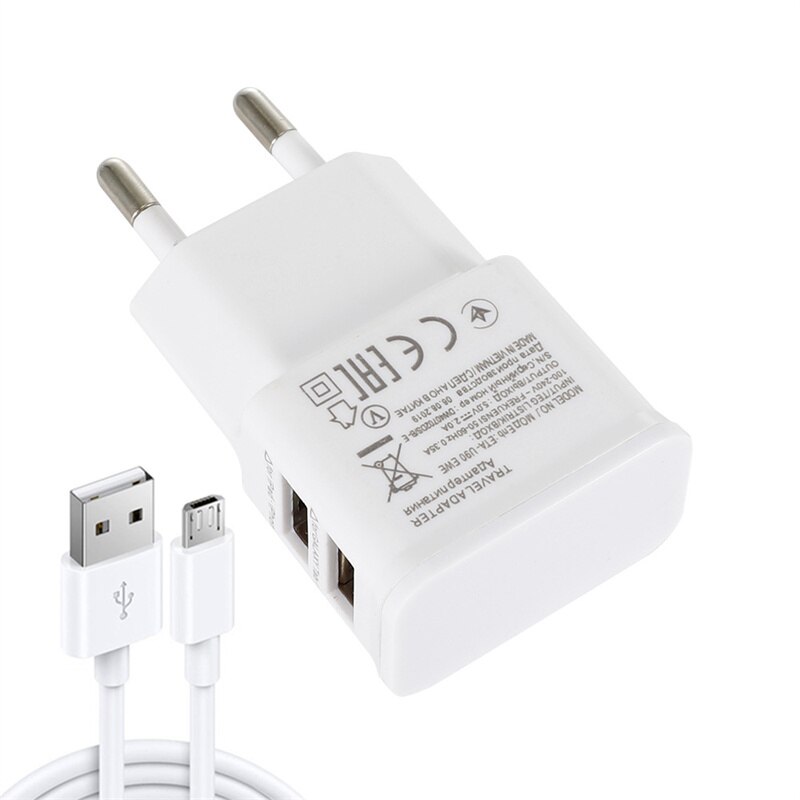 Voor Samsung Galaxy S3 S4 S6 S7 Rand Note 4 5 J2 J3 J5 J7 Charger Travel Adapter Eu ons 1M Dual Usb-kabel Opladen Voor Xiaomi