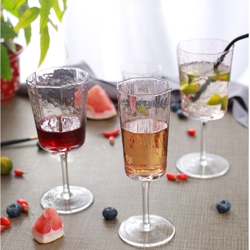 2Pcs Wedding Champagne Glasses Crystal Wine Glasses Hammer Pattern Cups Red Wine Diamond Brandy Wedding Luxury Drinkware