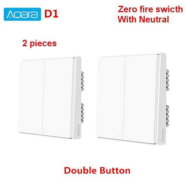 Interruptor de pared Aqara ZigBee Smart Zero Line Cable de fuego Control remoto inalámbrico interruptor de pared sin Neutral para la aplicación mihome: 2pcs No Neutral 1Key