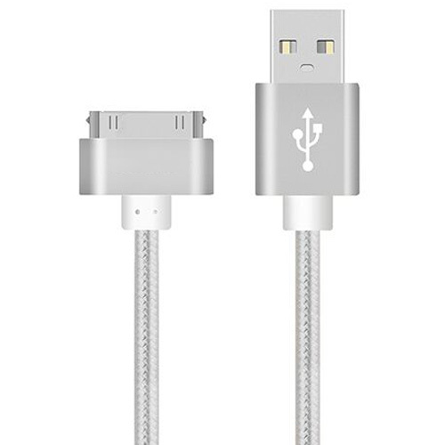 Für iPhone 4S Kabel 30-poliges schnelles USB-Ladegerät für Apfel iPhone 4S iPad 2 3 iPod berühren Nano iPhone4 Daten synchronisieren-Kabel-Adapterkabel: Silber / 1m
