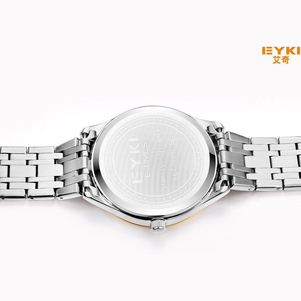 EYKI Top de luxe montre hommes hommes montres en acier inoxydable maille bracelet Quartz montre-bracelet soleil lune et étoiles robe montre