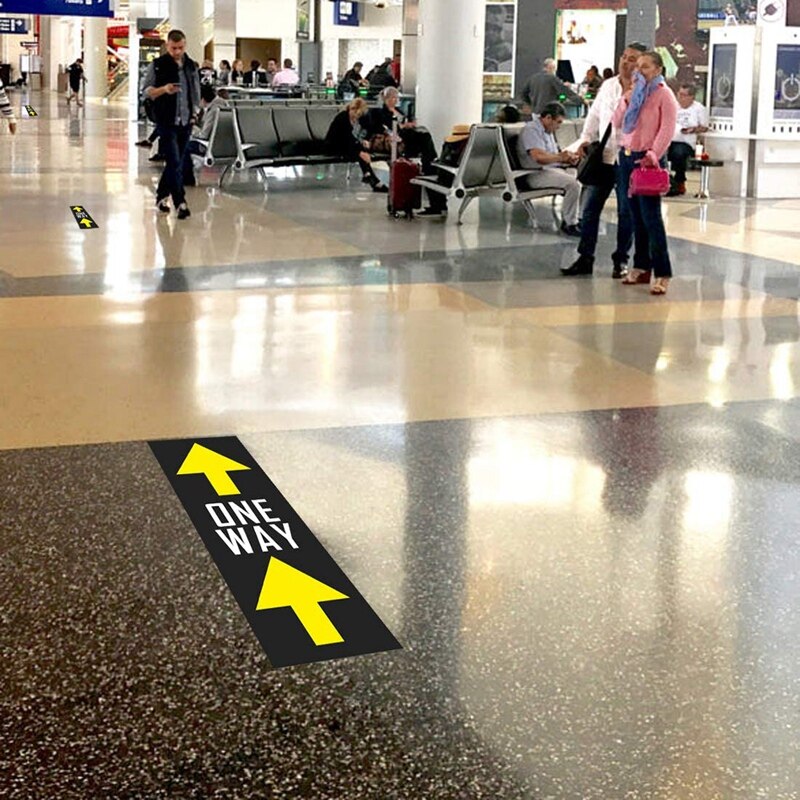 10 Direction Signs Are Used to Indicate the Social Distance Between Ground Signs and Ground Signs 42 x 14cm Rectangular