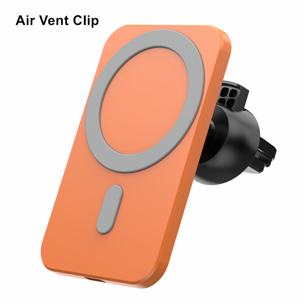 Caricabatteria da auto magnetico da 15W per iPhone 12 supporto per caricabatterie Wireless per auto supporto per telefono per auto a ricarica rapida supporto per presa d&#39;aria per iPhone 13: Orange with Air Vent